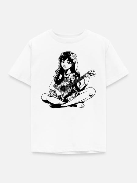 Ukulele Mädchen - Kinder T-Shirt - Weiß