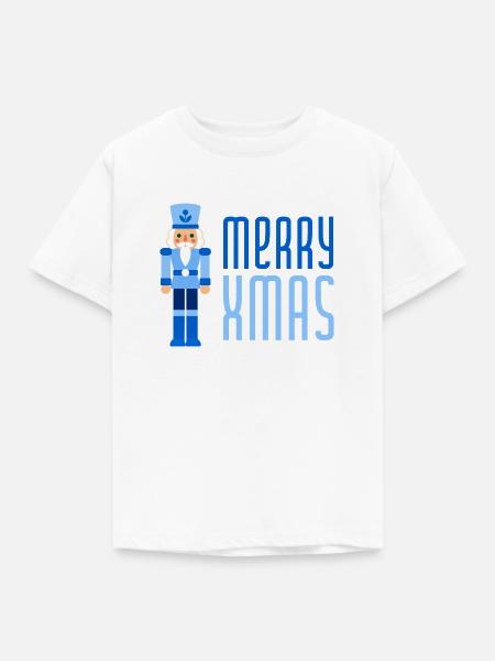 Merry Xmas Nussknacker blau - Kinder T-Shirt - Weiß