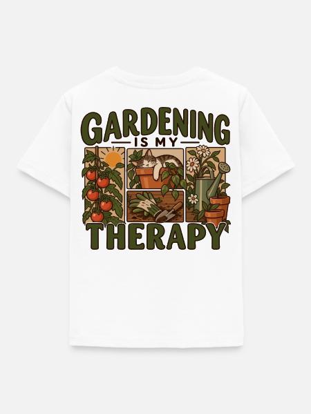 Gardening Is My Therapy - Kinder T-Shirt - Weiß