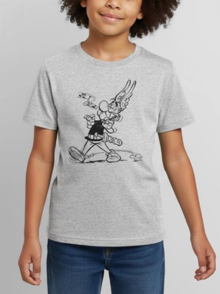 Asterix & Obelix - Asterix singt - Kinder T-Shirt - Grau meliert - Vorne - AI Model Kid Male (0cm)