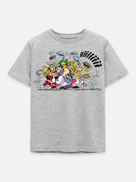 Asterix & Obelix Schlägerei - Kinder T-Shirt - Grau meliert