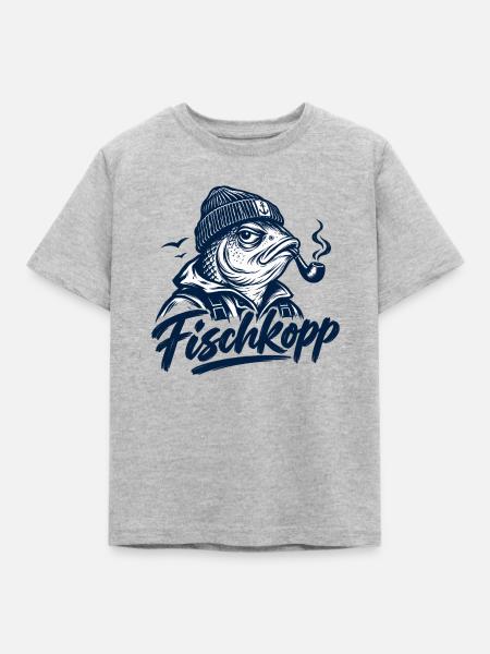 Fischkopp - Fisch - Nordsee - Ostsee - Spruch - Kinder T-Shirt - Grau meliert