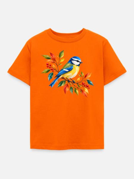 Blaumeise im bunten Herbst - Kinder T-Shirt - Orange