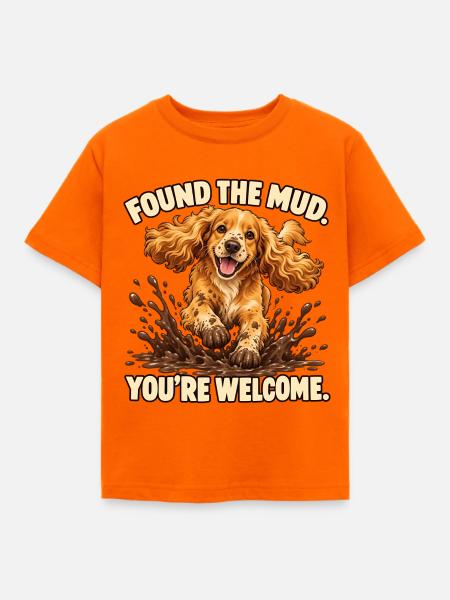 Cocker Spaniel fand den Schlamm - Kinder T-Shirt - Orange