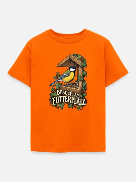 Kohlmeise - Besuch am Futterplatz Vogel - Kinder T-Shirt - Orange