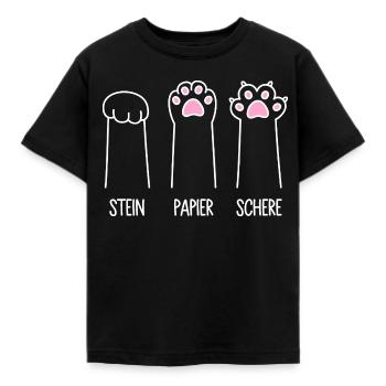 Katze Pfote Katzenpfoten Spiel Stein Papier Schere - Kinder T-Shirt - Schwarz - Vorne - AI Model Kid Female (0cm)