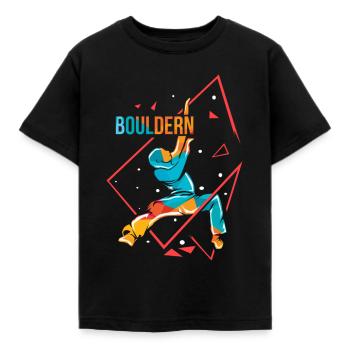 Geschmeidiger Boulderer Überhang - Kinder T-Shirt - Schwarz - Vorne - AI Model Kid Female (0cm)
