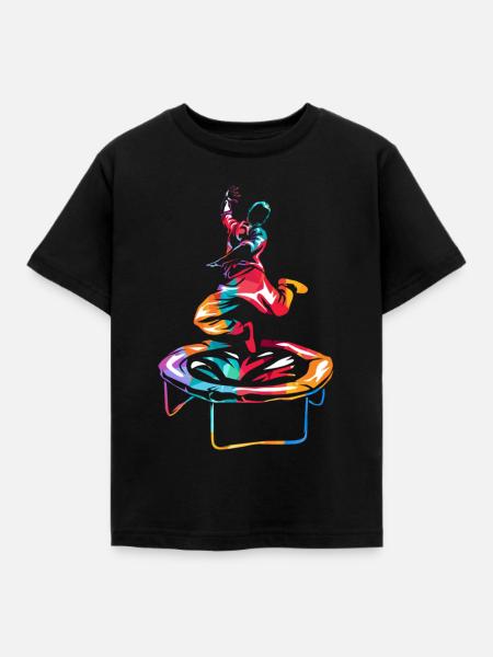 Hochfliegender Trampolin Akrobat - Kinder T-Shirt - Schwarz
