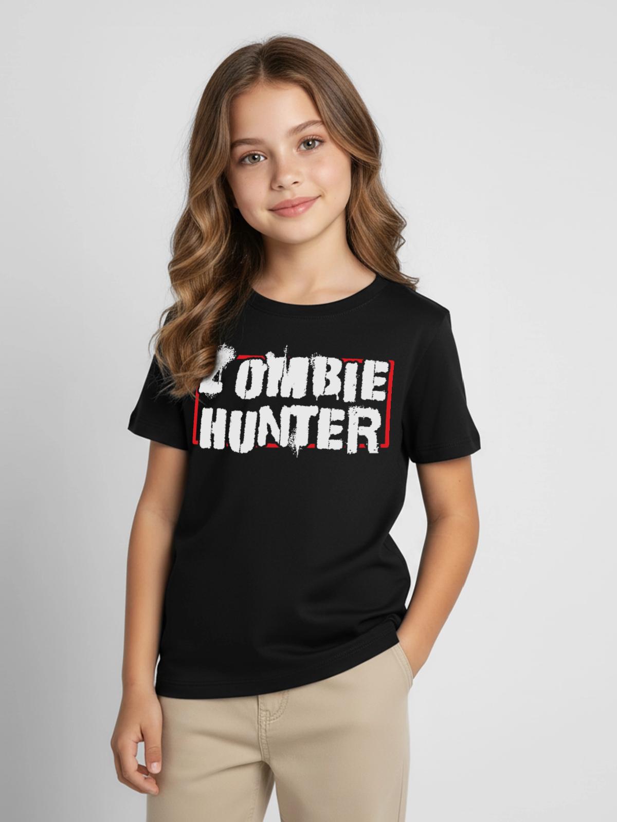 Zombie Jäger - Kinder T-Shirt - Schwarz - Vorne - AI Model Kid Female (0cm)