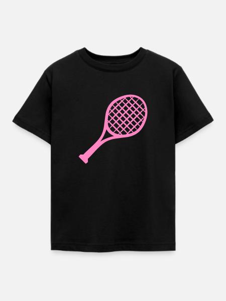 Tennis Schläger Rosa - Kinder T-Shirt - Schwarz