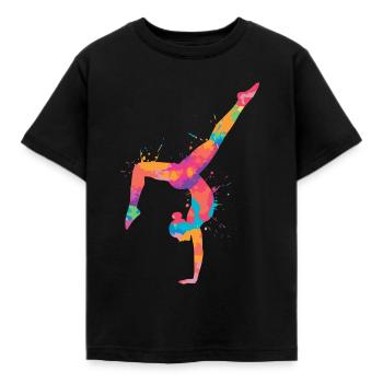 Turnerin Gymnastik Handstand Damen Kinder Turnen - Kinder T-Shirt - Schwarz - Vorne - AI Model Kid Female (0cm)