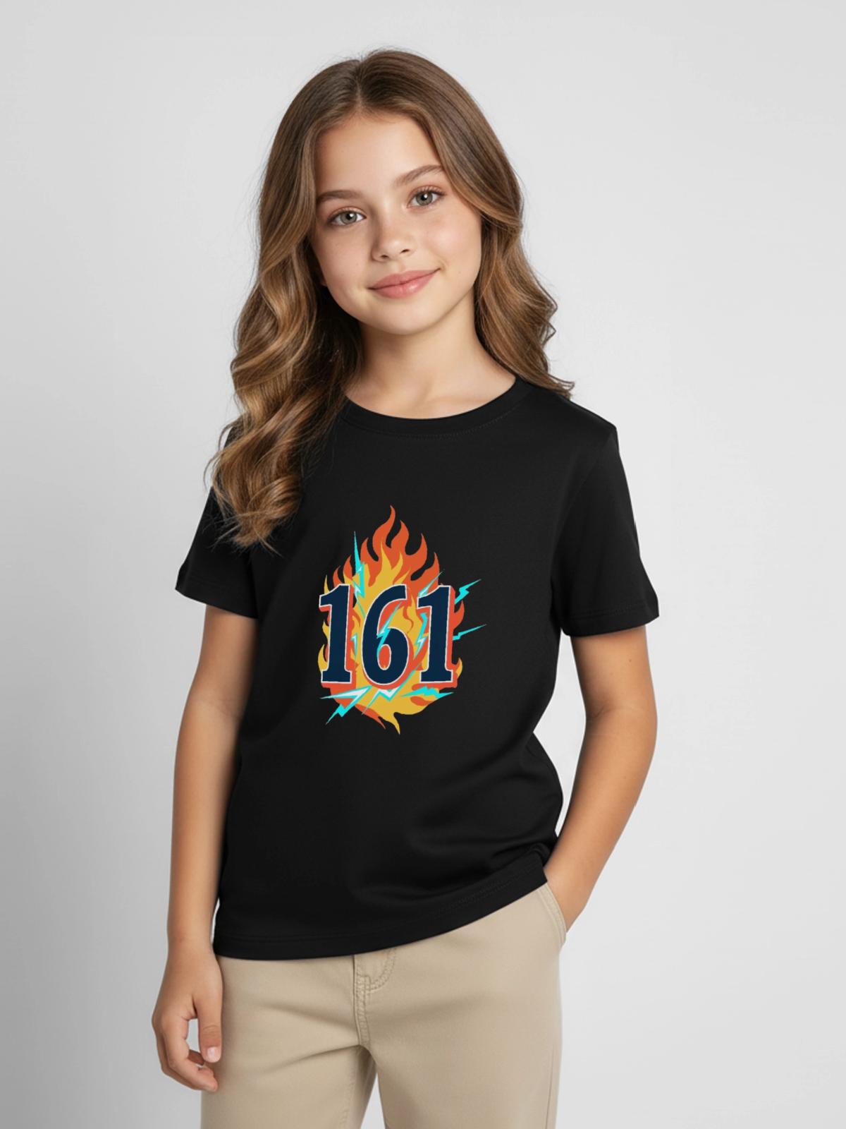 161 - Kinder T-Shirt - Schwarz - Vorne - AI Model Kid Female (0cm)