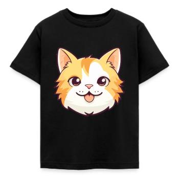 Hauskatze Cartoon Aquarell Illustration - Kinder T-Shirt - Schwarz - Vorne - AI Model Kid Female (0cm)