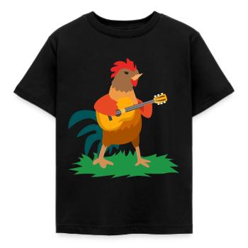 Rockiges Federvieh Gitarrensolo - Kinder T-Shirt - Schwarz - Vorne - AI Model Kid Female (0cm)