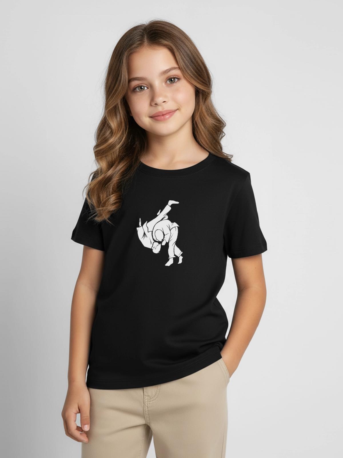 Judo - Kinder T-Shirt - Schwarz - Vorne - AI Model Kid Female (0cm)