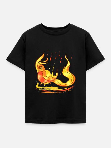 Neugieriges Phönix Küken - Kinder T-Shirt - Schwarz