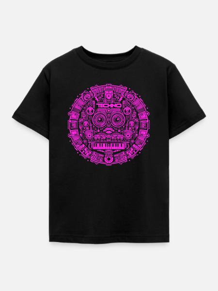 Techno Music Logo - Kinder T-Shirt - Schwarz