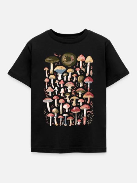 Pilze Waldpilze Pilzsammler - Kinder T-Shirt - Schwarz