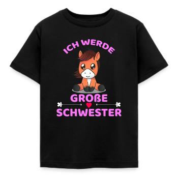 Ich Werde Große Schwester Pony - Kinder T-Shirt - Schwarz - Vorne - AI Model Kid Female (0cm)