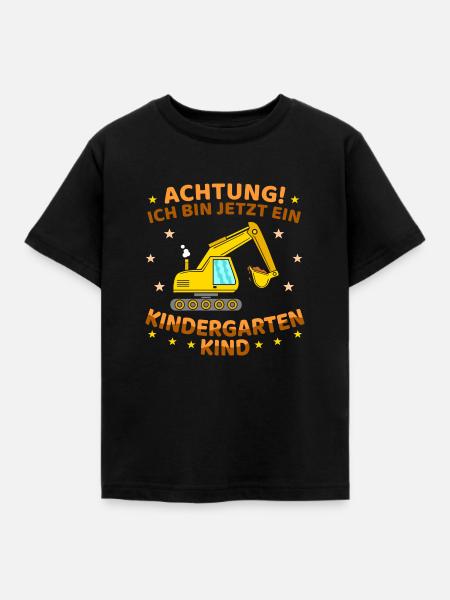 Ich bin jetzt ein Kindergartenkind Bagger - Kinder T-Shirt - Schwarz