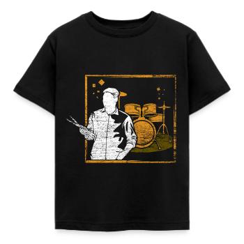Rhythmischer Schlagzeuger Bandauftritt - Kinder T-Shirt - Schwarz - Vorne - AI Model Kid Female (0cm)