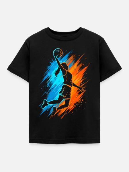 Basketball Damen Mädchen Basketballer Kinder - Kinder T-Shirt - Schwarz