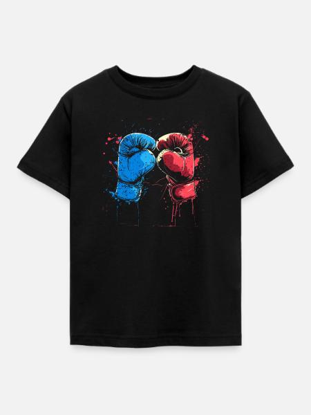 Kickboxhandschuhe Grafik - Kinder T-Shirt - Schwarz