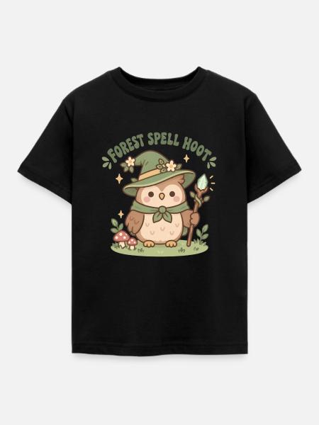 Waldzauber Eulenheld im Zauberwald - Kinder T-Shirt - Schwarz