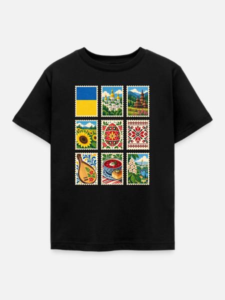 Ukraine Briefmarken - Kinder T-Shirt - Schwarz