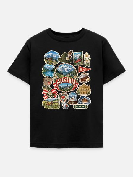 Österreich Reisesticker - Kinder T-Shirt - Schwarz