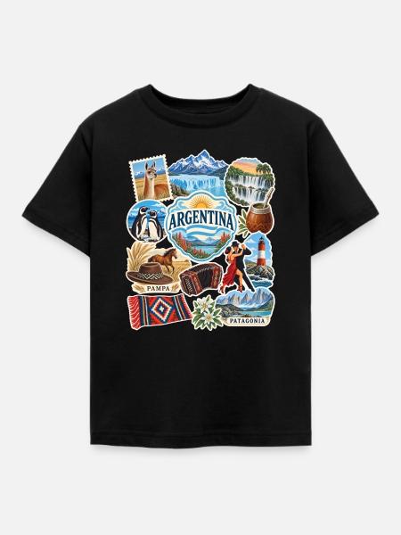 Argentinien Reisesticker - Kinder T-Shirt - Schwarz