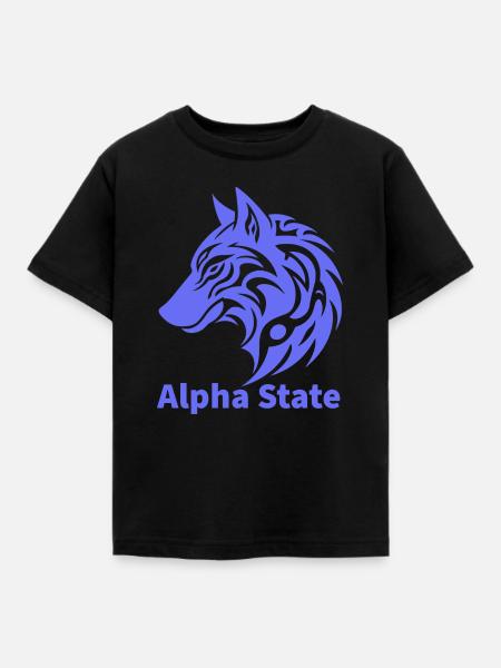 Alpha State Wolf-Emblem - Kinder T-Shirt - Schwarz