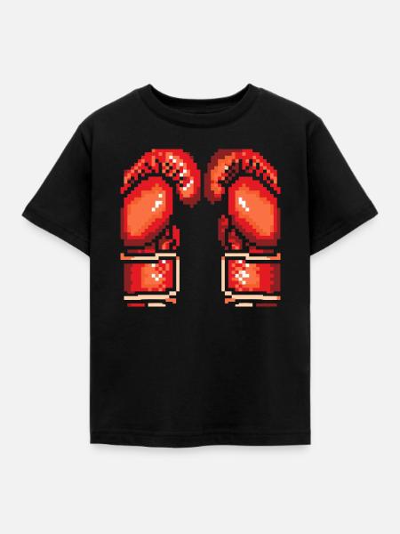 Boxhandschuhe Pixel Art - Kinder T-Shirt - Schwarz