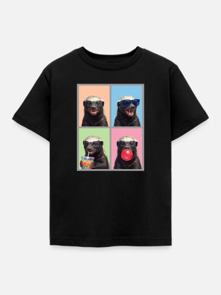 Honey Badger Honigdachs - Kinder T-Shirt - Schwarz