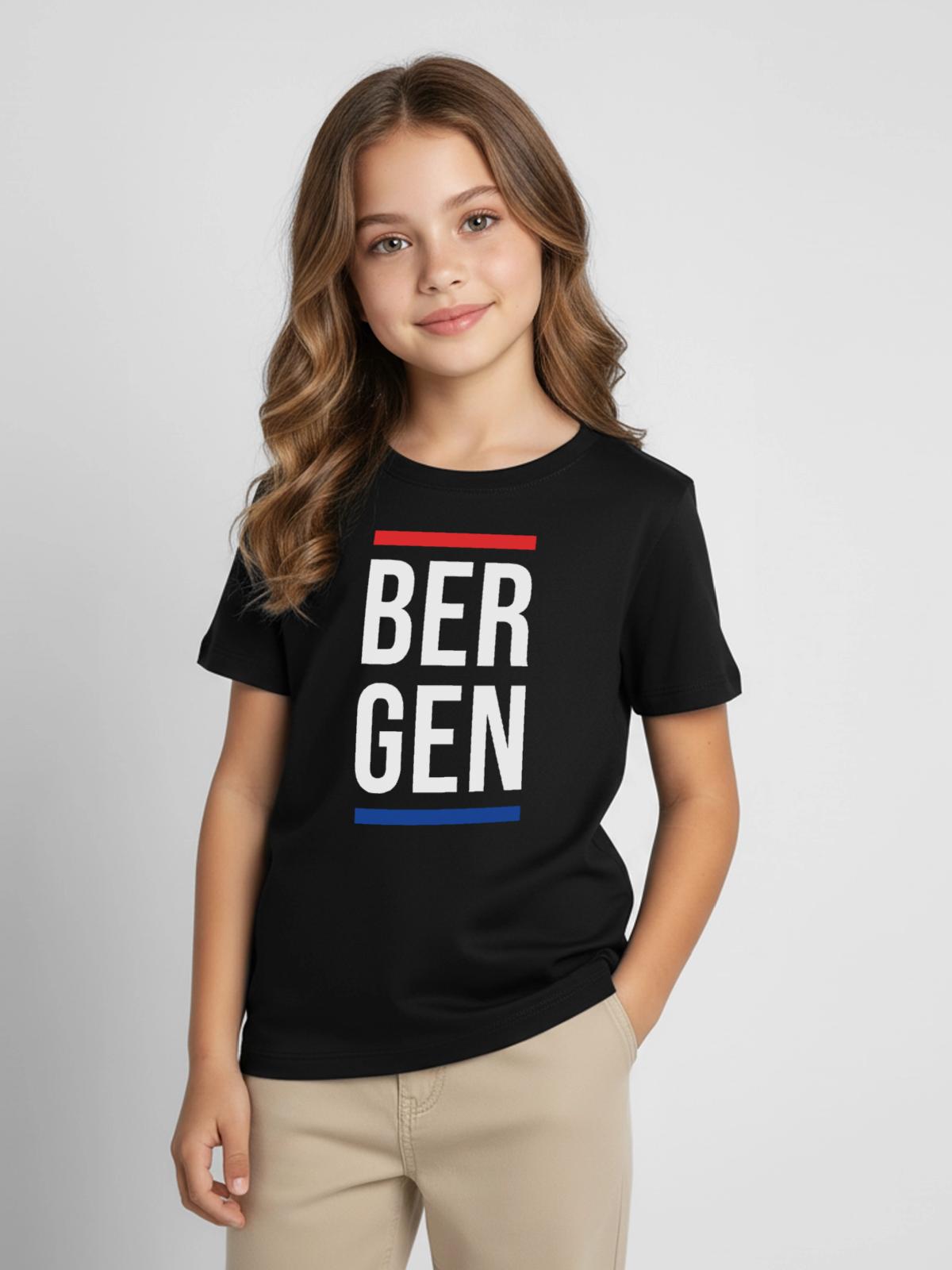 Bergen Bold Block-Typografie - Kinder T-Shirt - Schwarz - Vorne - AI Model Kid Female (0cm)