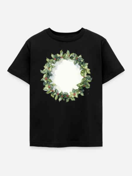 Wasserfarbener Christkranz - Kinder T-Shirt - Schwarz