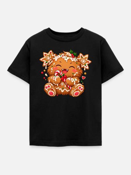 Niedliches Weihnachtsmonster mit Zuckerstange  - Kinder T-Shirt - Schwarz