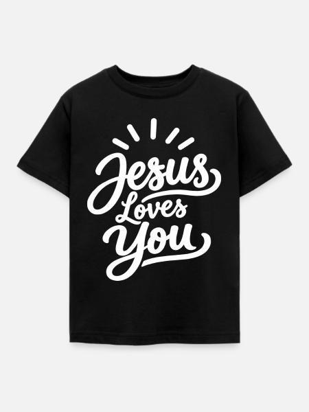 Jesus liebt dich christlicher Glaube - Kinder T-Shirt - Schwarz
