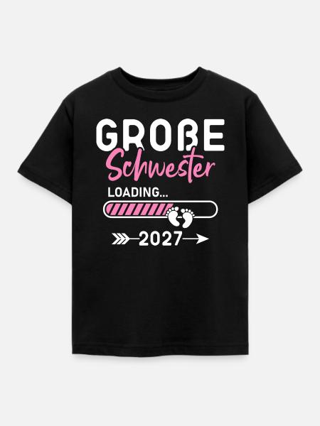 Große Schwester Loading 2027 - Kinder T-Shirt - Schwarz