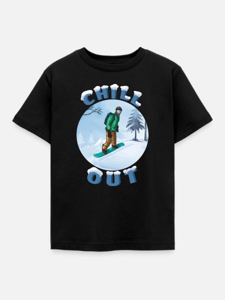 Winter Snowboarder Chill-Out - Kinder T-Shirt - Schwarz