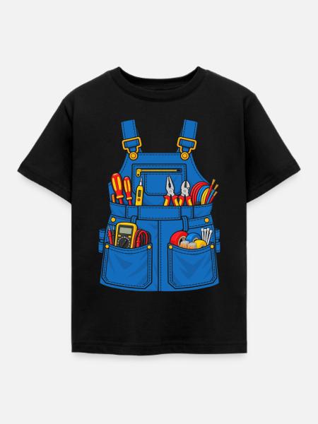 Elektriker Werkzeugschürze - Kinder T-Shirt - Schwarz