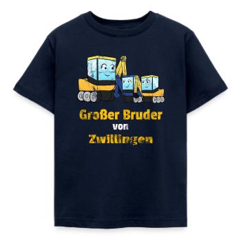 Großer Bruder Zwillinge Bagger - Kinder T-Shirt - Navy - Vorne - AI Model Kid Female (0cm)