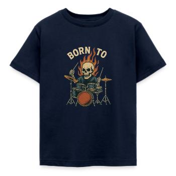 Born To Drum - Kids' T-Shirt - navy - Front - AI Model Kid Female (0cm)
