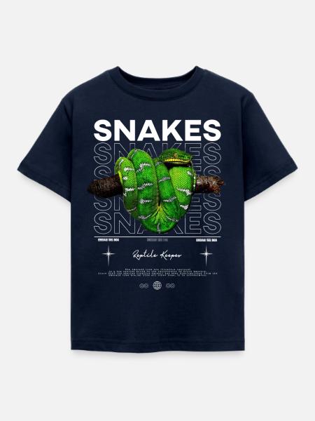 Smaragdbaum-Boa-Schlangenhüter Reptilienhüter - Kinder T-Shirt - Navy