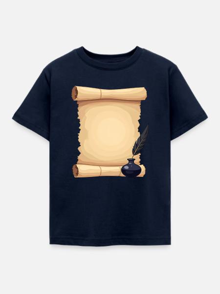 Leere Verfassungsrolle mit Federkiel - Kinder T-Shirt - Navy