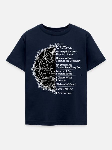 Mandala Buddha Affirmationen - Kinder T-Shirt - Navy