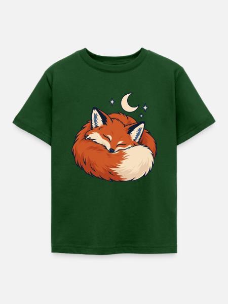 Schlafender Fuchs Sternennacht - Kinder T-Shirt - Forstgrün 