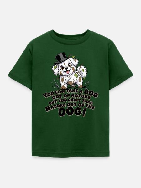 Naturhund Hut Spruch - Kinder T-Shirt - Forstgrün