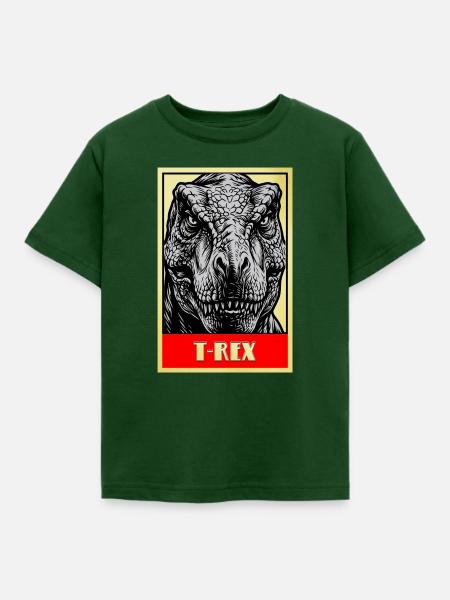 T-Rex Dinosaurier Retro Tyrannosaurus Rex - Kinder T-Shirt - Forstgrün 