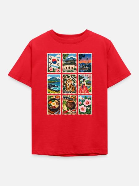 Südkorea Briefmarken - Kinder T-Shirt - Rot